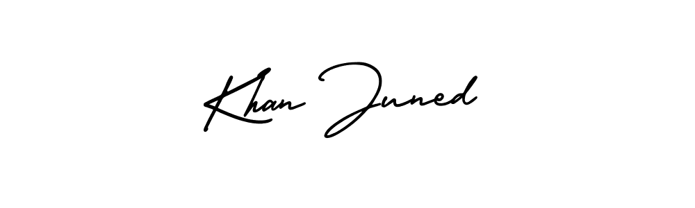 AmerikaSignatureDemo-Regular is a professional signature style that is perfect for those who want to add a touch of class to their signature. It is also a great choice for those who want to make their signature more unique. Get Khan Juned name to fancy signature for free. Khan Juned signature style 3 images and pictures png