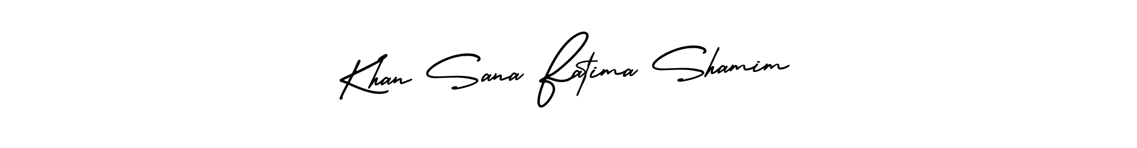 This is the best signature style for the Khan Sana Fatima Shamim name. Also you like these signature font (AmerikaSignatureDemo-Regular). Mix name signature. Khan Sana Fatima Shamim signature style 3 images and pictures png