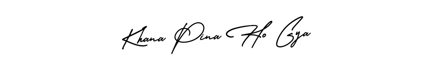 The best way (AmerikaSignatureDemo-Regular) to make a short signature is to pick only two or three words in your name. The name Khana Pina Ho Gya include a total of six letters. For converting this name. Khana Pina Ho Gya signature style 3 images and pictures png