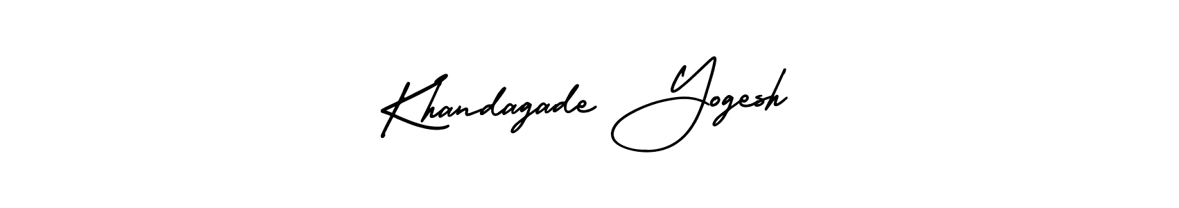 The best way (AmerikaSignatureDemo-Regular) to make a short signature is to pick only two or three words in your name. The name Khandagade Yogesh include a total of six letters. For converting this name. Khandagade Yogesh signature style 3 images and pictures png
