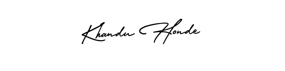 The best way (AmerikaSignatureDemo-Regular) to make a short signature is to pick only two or three words in your name. The name Khandu Honde include a total of six letters. For converting this name. Khandu Honde signature style 3 images and pictures png