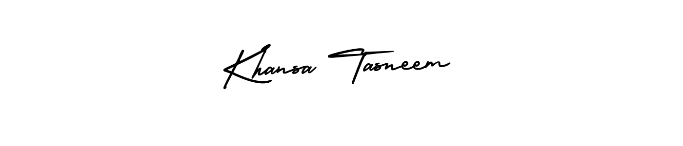 if you are searching for the best signature style for your name Khansa Tasneem. so please give up your signature search. here we have designed multiple signature styles  using AmerikaSignatureDemo-Regular. Khansa Tasneem signature style 3 images and pictures png