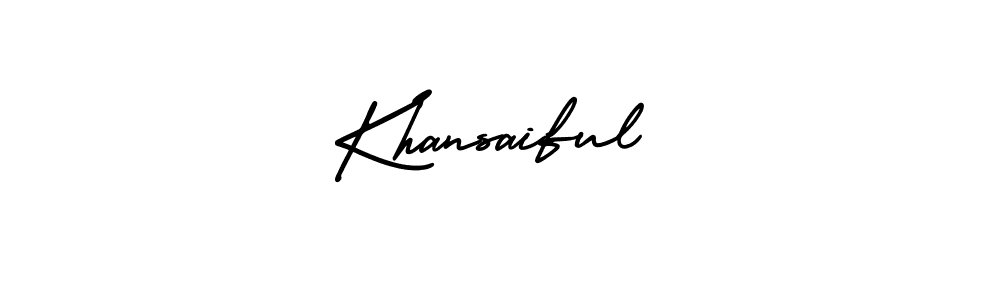 It looks lik you need a new signature style for name Khansaiful. Design unique handwritten (AmerikaSignatureDemo-Regular) signature with our free signature maker in just a few clicks. Khansaiful signature style 3 images and pictures png