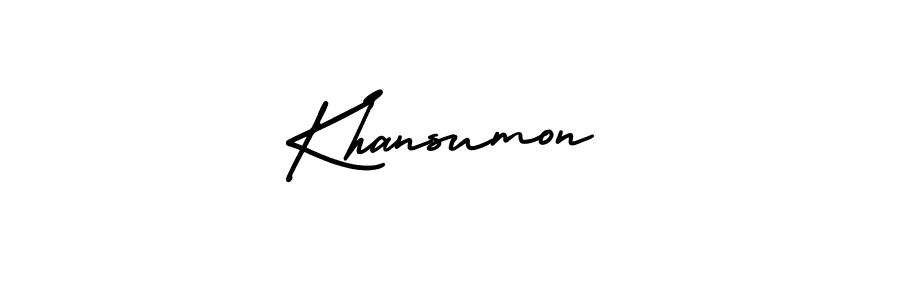 Make a short Khansumon signature style. Manage your documents anywhere anytime using AmerikaSignatureDemo-Regular. Create and add eSignatures, submit forms, share and send files easily. Khansumon signature style 3 images and pictures png