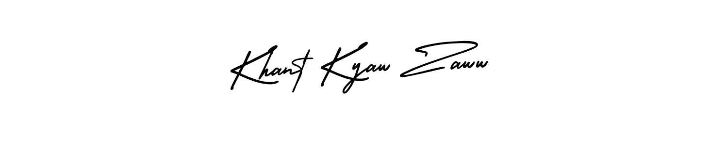 if you are searching for the best signature style for your name Khant Kyaw Zaww. so please give up your signature search. here we have designed multiple signature styles  using AmerikaSignatureDemo-Regular. Khant Kyaw Zaww signature style 3 images and pictures png