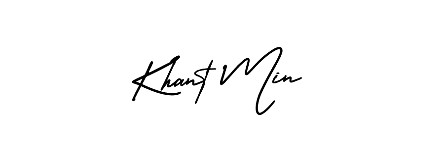 Use a signature maker to create a handwritten signature online. With this signature software, you can design (AmerikaSignatureDemo-Regular) your own signature for name Khant Min. Khant Min signature style 3 images and pictures png