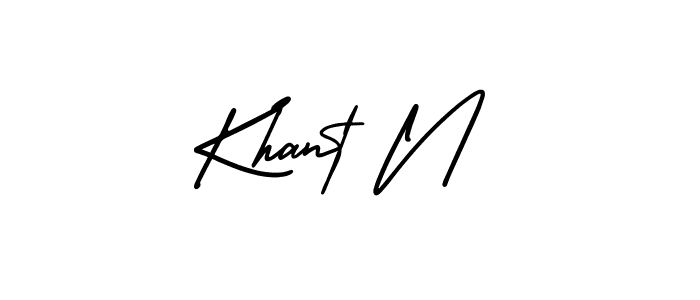 The best way (AmerikaSignatureDemo-Regular) to make a short signature is to pick only two or three words in your name. The name Khant N include a total of six letters. For converting this name. Khant N signature style 3 images and pictures png