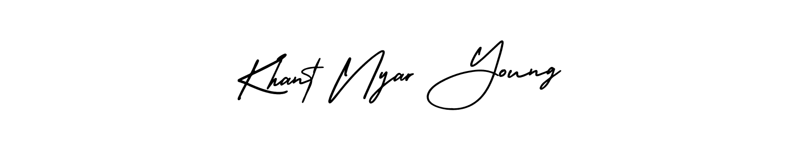 if you are searching for the best signature style for your name Khant Nyar Young. so please give up your signature search. here we have designed multiple signature styles  using AmerikaSignatureDemo-Regular. Khant Nyar Young signature style 3 images and pictures png