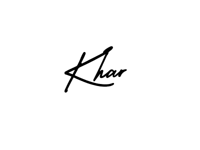 You should practise on your own different ways (AmerikaSignatureDemo-Regular) to write your name (Khar) in signature. don't let someone else do it for you. Khar signature style 3 images and pictures png
