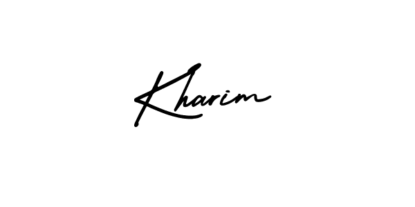 Use a signature maker to create a handwritten signature online. With this signature software, you can design (AmerikaSignatureDemo-Regular) your own signature for name Kharim. Kharim signature style 3 images and pictures png