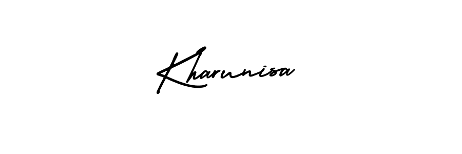 How to make Kharunisa name signature. Use AmerikaSignatureDemo-Regular style for creating short signs online. This is the latest handwritten sign. Kharunisa signature style 3 images and pictures png