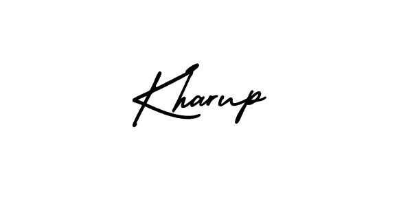 You should practise on your own different ways (AmerikaSignatureDemo-Regular) to write your name (Kharup) in signature. don't let someone else do it for you. Kharup signature style 3 images and pictures png