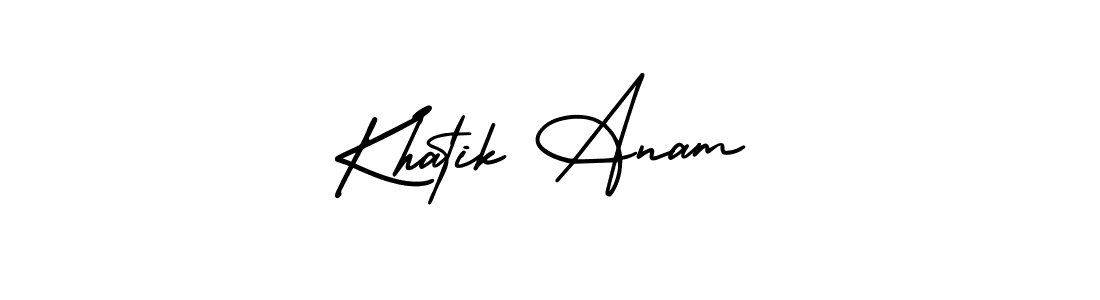 Similarly AmerikaSignatureDemo-Regular is the best handwritten signature design. Signature creator online .You can use it as an online autograph creator for name Khatik Anam. Khatik Anam signature style 3 images and pictures png