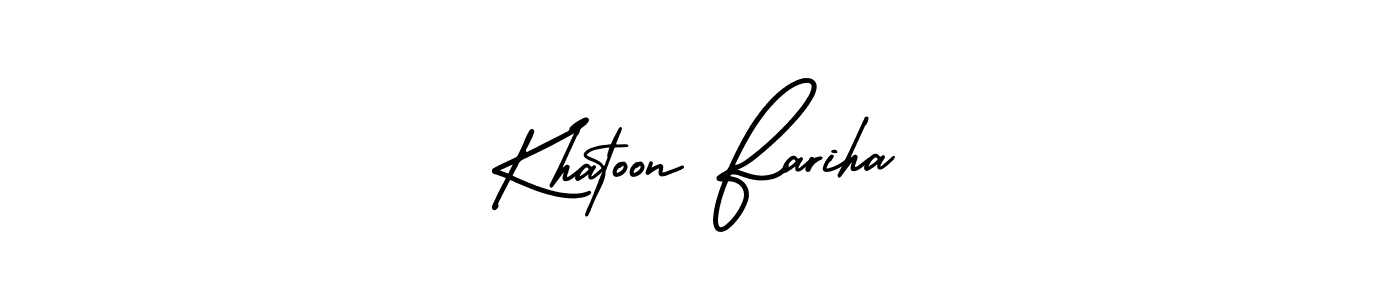 Use a signature maker to create a handwritten signature online. With this signature software, you can design (AmerikaSignatureDemo-Regular) your own signature for name Khatoon Fariha. Khatoon Fariha signature style 3 images and pictures png