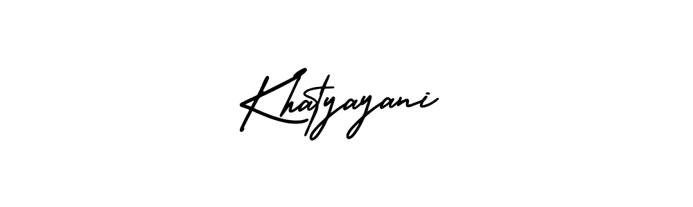 The best way (AmerikaSignatureDemo-Regular) to make a short signature is to pick only two or three words in your name. The name Khatyayani include a total of six letters. For converting this name. Khatyayani signature style 3 images and pictures png