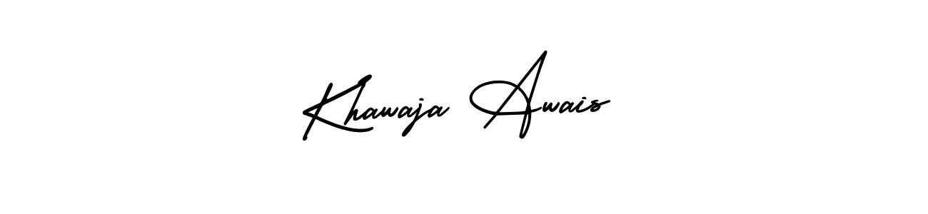 You should practise on your own different ways (AmerikaSignatureDemo-Regular) to write your name (Khawaja Awais) in signature. don't let someone else do it for you. Khawaja Awais signature style 3 images and pictures png