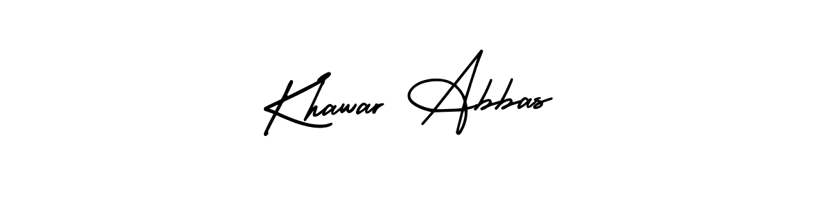 You should practise on your own different ways (AmerikaSignatureDemo-Regular) to write your name (Khawar Abbas) in signature. don't let someone else do it for you. Khawar Abbas signature style 3 images and pictures png
