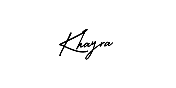 How to make Khayra name signature. Use AmerikaSignatureDemo-Regular style for creating short signs online. This is the latest handwritten sign. Khayra signature style 3 images and pictures png