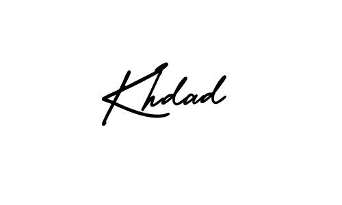 You should practise on your own different ways (AmerikaSignatureDemo-Regular) to write your name (Khdad) in signature. don't let someone else do it for you. Khdad signature style 3 images and pictures png