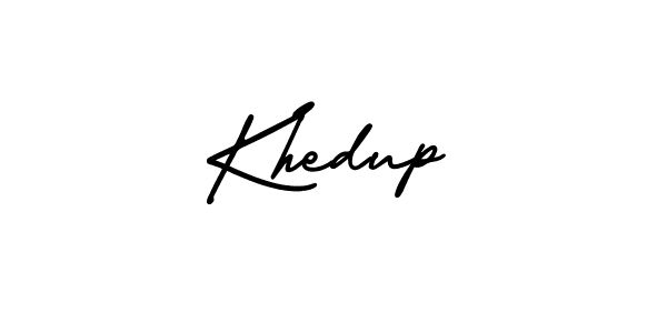 How to make Khedup name signature. Use AmerikaSignatureDemo-Regular style for creating short signs online. This is the latest handwritten sign. Khedup signature style 3 images and pictures png