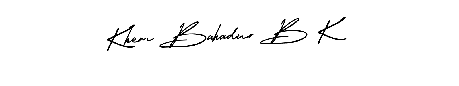 Create a beautiful signature design for name Khem Bahadur B K. With this signature (AmerikaSignatureDemo-Regular) fonts, you can make a handwritten signature for free. Khem Bahadur B K signature style 3 images and pictures png