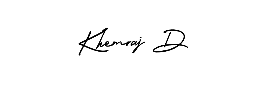 The best way (AmerikaSignatureDemo-Regular) to make a short signature is to pick only two or three words in your name. The name Khemraj D include a total of six letters. For converting this name. Khemraj D signature style 3 images and pictures png