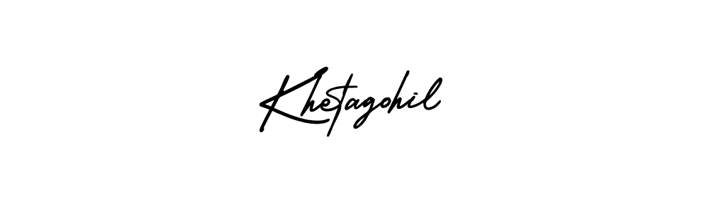 You should practise on your own different ways (AmerikaSignatureDemo-Regular) to write your name (Khetagohil) in signature. don't let someone else do it for you. Khetagohil signature style 3 images and pictures png