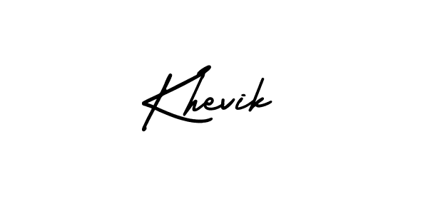 The best way (AmerikaSignatureDemo-Regular) to make a short signature is to pick only two or three words in your name. The name Khevik include a total of six letters. For converting this name. Khevik signature style 3 images and pictures png