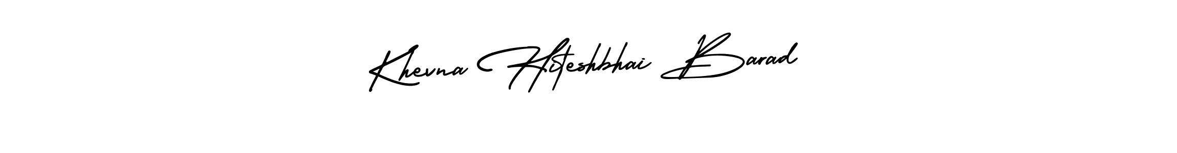 Similarly AmerikaSignatureDemo-Regular is the best handwritten signature design. Signature creator online .You can use it as an online autograph creator for name Khevna Hiteshbhai Barad. Khevna Hiteshbhai Barad signature style 3 images and pictures png