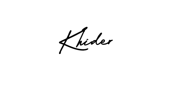 The best way (AmerikaSignatureDemo-Regular) to make a short signature is to pick only two or three words in your name. The name Khider include a total of six letters. For converting this name. Khider signature style 3 images and pictures png