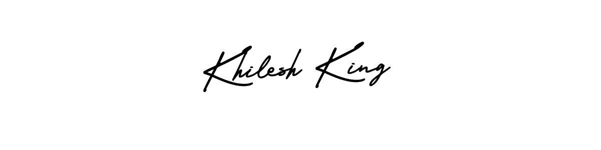 Make a short Khilesh King signature style. Manage your documents anywhere anytime using AmerikaSignatureDemo-Regular. Create and add eSignatures, submit forms, share and send files easily. Khilesh King signature style 3 images and pictures png
