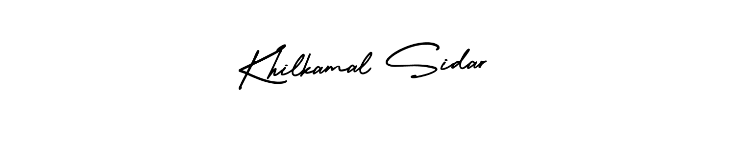 if you are searching for the best signature style for your name Khilkamal Sidar. so please give up your signature search. here we have designed multiple signature styles  using AmerikaSignatureDemo-Regular. Khilkamal Sidar signature style 3 images and pictures png