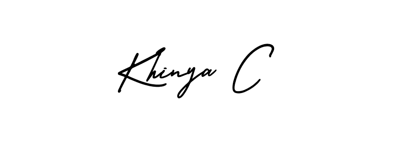 Use a signature maker to create a handwritten signature online. With this signature software, you can design (AmerikaSignatureDemo-Regular) your own signature for name Khinya C. Khinya C signature style 3 images and pictures png