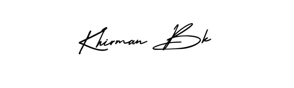 It looks lik you need a new signature style for name Khirman Bk. Design unique handwritten (AmerikaSignatureDemo-Regular) signature with our free signature maker in just a few clicks. Khirman Bk signature style 3 images and pictures png