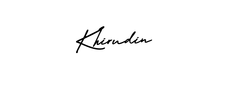 Use a signature maker to create a handwritten signature online. With this signature software, you can design (AmerikaSignatureDemo-Regular) your own signature for name Khirudin. Khirudin signature style 3 images and pictures png