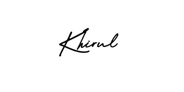 Khirul stylish signature style. Best Handwritten Sign (AmerikaSignatureDemo-Regular) for my name. Handwritten Signature Collection Ideas for my name Khirul. Khirul signature style 3 images and pictures png