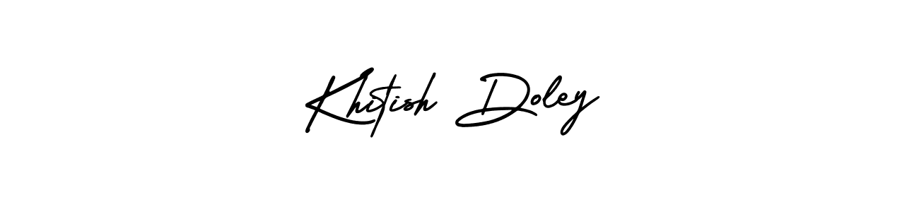 How to make Khitish Doley name signature. Use AmerikaSignatureDemo-Regular style for creating short signs online. This is the latest handwritten sign. Khitish Doley signature style 3 images and pictures png