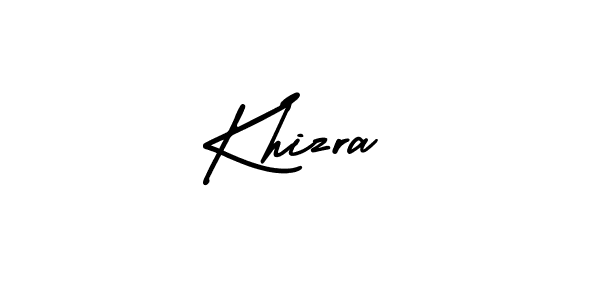 You should practise on your own different ways (AmerikaSignatureDemo-Regular) to write your name (Khizra) in signature. don't let someone else do it for you. Khizra signature style 3 images and pictures png