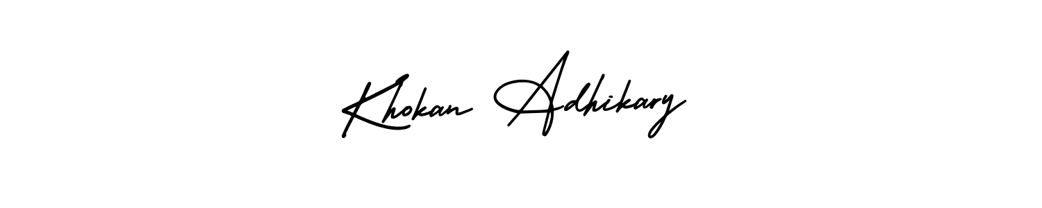 Also You can easily find your signature by using the search form. We will create Khokan Adhikary name handwritten signature images for you free of cost using AmerikaSignatureDemo-Regular sign style. Khokan Adhikary signature style 3 images and pictures png