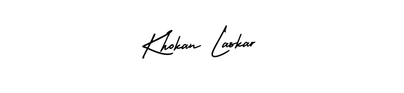 Use a signature maker to create a handwritten signature online. With this signature software, you can design (AmerikaSignatureDemo-Regular) your own signature for name Khokan Laskar. Khokan Laskar signature style 3 images and pictures png