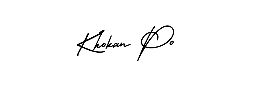 This is the best signature style for the Khokan Po name. Also you like these signature font (AmerikaSignatureDemo-Regular). Mix name signature. Khokan Po signature style 3 images and pictures png