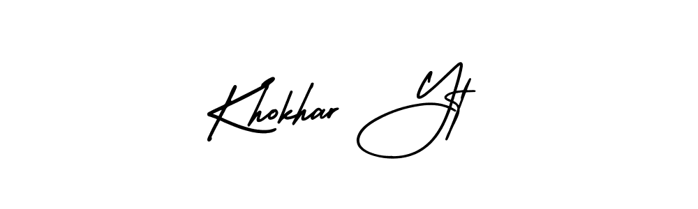 You should practise on your own different ways (AmerikaSignatureDemo-Regular) to write your name (Khokhar Yt) in signature. don't let someone else do it for you. Khokhar Yt signature style 3 images and pictures png