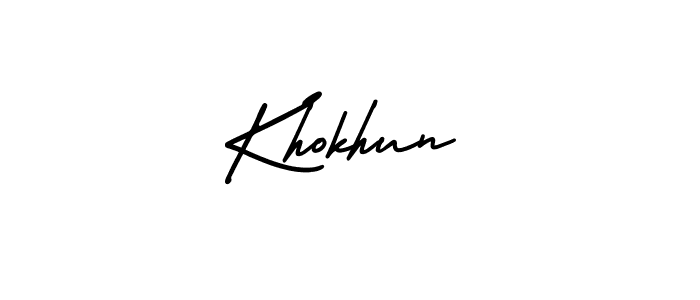 How to Draw Khokhun signature style? AmerikaSignatureDemo-Regular is a latest design signature styles for name Khokhun. Khokhun signature style 3 images and pictures png