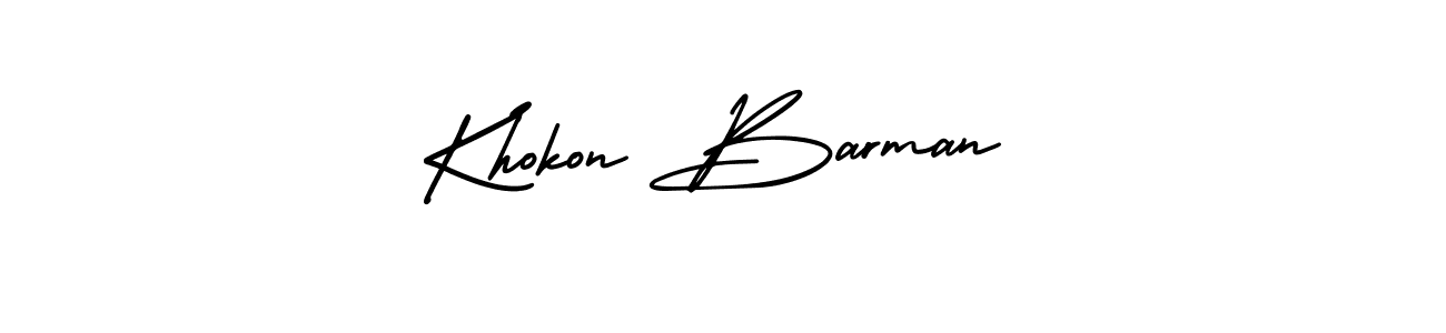How to make Khokon Barman signature? AmerikaSignatureDemo-Regular is a professional autograph style. Create handwritten signature for Khokon Barman name. Khokon Barman signature style 3 images and pictures png