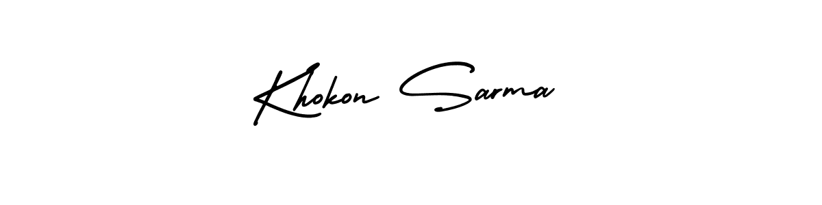 Also You can easily find your signature by using the search form. We will create Khokon Sarma name handwritten signature images for you free of cost using AmerikaSignatureDemo-Regular sign style. Khokon Sarma signature style 3 images and pictures png