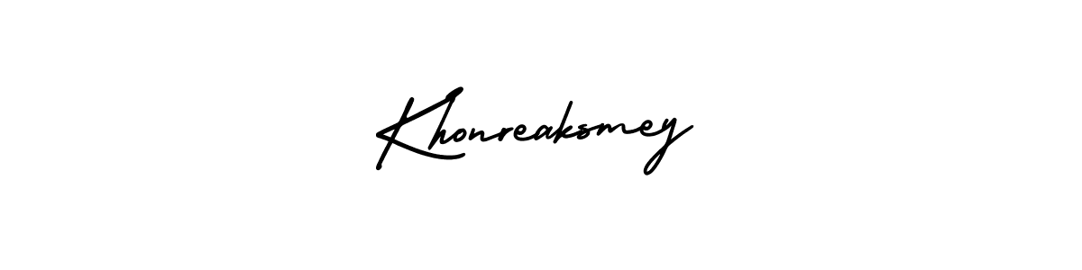 Use a signature maker to create a handwritten signature online. With this signature software, you can design (AmerikaSignatureDemo-Regular) your own signature for name Khonreaksmey. Khonreaksmey signature style 3 images and pictures png