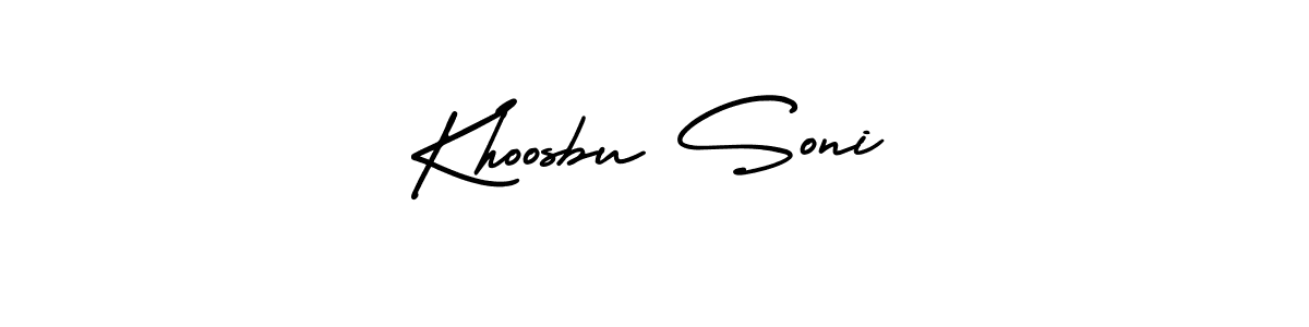 This is the best signature style for the Khoosbu Soni name. Also you like these signature font (AmerikaSignatureDemo-Regular). Mix name signature. Khoosbu Soni signature style 3 images and pictures png