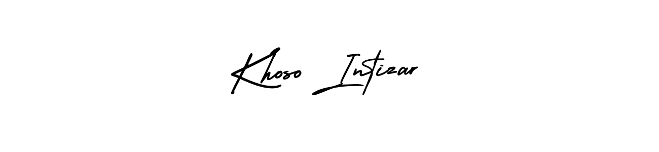 This is the best signature style for the Khoso Intizar name. Also you like these signature font (AmerikaSignatureDemo-Regular). Mix name signature. Khoso Intizar signature style 3 images and pictures png