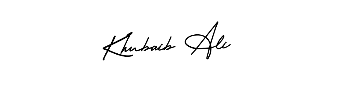 How to make Khubaib Ali name signature. Use AmerikaSignatureDemo-Regular style for creating short signs online. This is the latest handwritten sign. Khubaib Ali signature style 3 images and pictures png