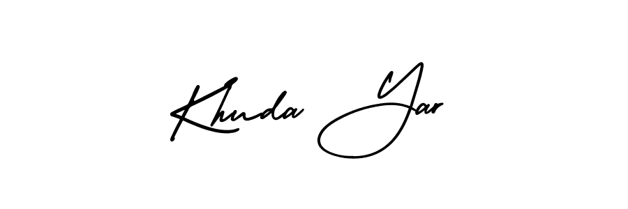 The best way (AmerikaSignatureDemo-Regular) to make a short signature is to pick only two or three words in your name. The name Khuda Yar include a total of six letters. For converting this name. Khuda Yar signature style 3 images and pictures png